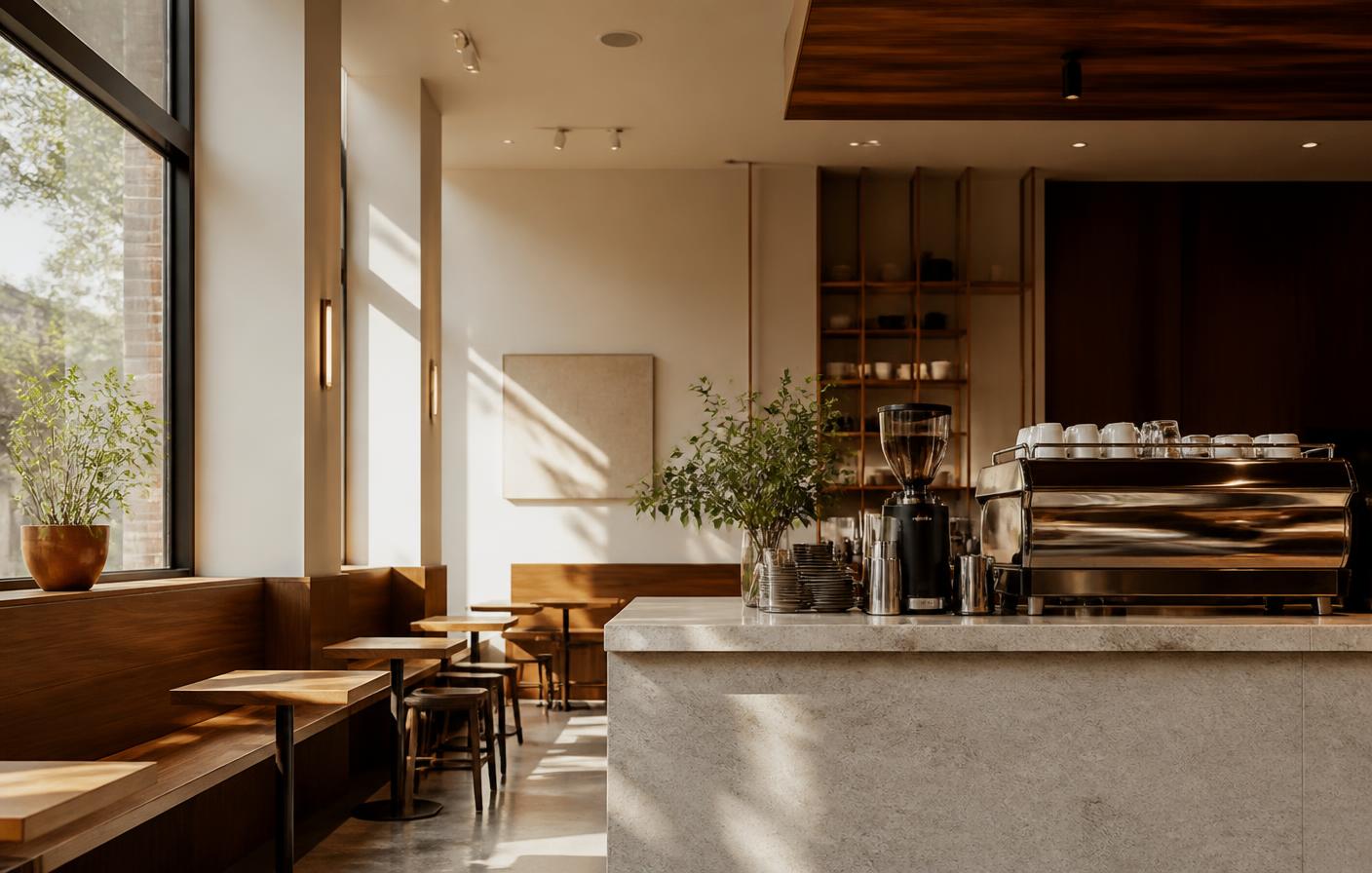 Intérieur contemporain d'un café montréalais